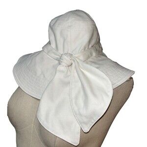 Helen Kaminski Women's Cotton Canvas Panama Hat Wide Brim Bow Tie